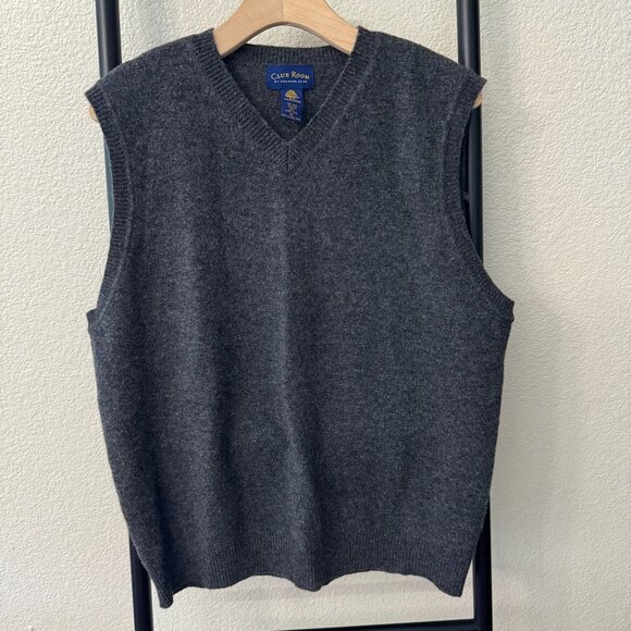 Vintage Charter Club Dark Gray Lambs Wool Sweater Vest Size Medium - Picture 1 of 7